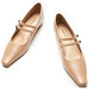 C.Paravano Mary Jane Flats | Low Heel Dress Shoes | Women’s Pumps | Work Shoes Women(Beige)