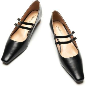 C.Paravano Mary Jane Flats | Low Heel Dress Shoes | Women’s Pumps | Work Shoes Women(Black)