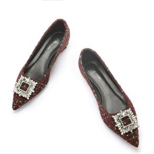 C.Paravano Women’s Crystal Buckle Ballet Flats – Pointed Toe Slip On Dressy Shoes(Red Multi_a6)