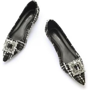 C.Paravano Women’s Crystal Buckle Ballet Flats – Pointed Toe Slip On Dressy Shoes(Wb Multi_a6)
