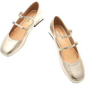 C.Paravano Womens Pumps | Mary Jane Shoes | Square Toe Low Heels | Block Heels(Golden)