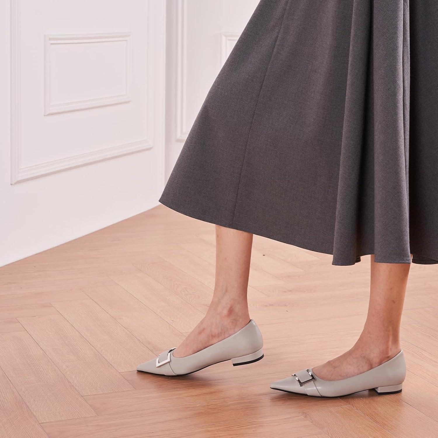 imageCParavano Flats for Women Pointed Toe Flats Ballet Flat Women Dressy Shoes ComfortableWhite