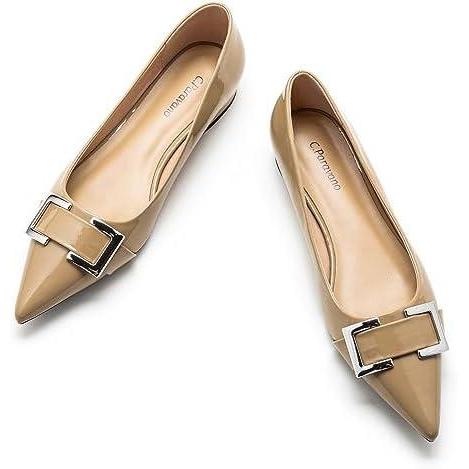 imageCParavano Flats for Women Pointed Toe Flats Ballet Flat Women Dressy Shoes ComfortableBeige