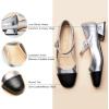 C.Paravano Mary Janes | Block Heels Pumps | Pumps Shoes Women | Low Heels | Chunky Low Heel(Silver)