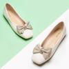 C.Paravano Women’s Flats | Square Toe Shoes for Women | White Flat Shoes | Women Soft Leather Bowknot Dressy Flat | Slip On Ballet Flats for Work Walking & Wedding Party (Size 5,White)