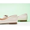C.Paravano Women’s Flats | Square Toe Shoes for Women | White Flat Shoes | Women Soft Leather Bowknot Dressy Flat | Slip On Ballet Flats for Work Walking & Wedding Party (Size 5,White)