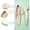 C.Paravano Women’s Pumps | Mary Jane Flats | Low Heel Dress Shoes | Convertible Heel Shoes(White)