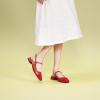 C.Paravano Women’s Slingback Flats | Square Toe Slingback Flats for Women | Block Heel Slingback Sandals | Adjustable Strap Shoes (Size 8,Red)
