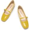 C.PARAVANO Mary Jane Shoes for Women Womens Square Toe Flats Mary Jane Flats Women’s Flat (Size 9,Yellow_d)