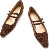 C.Paravano Leopard Mary Janes for Women with Small Square Toe & Double Adjustable Straps – Low Block Mary Jane Flats for Party, Office, Daily Wear(Size 7, Leopard)