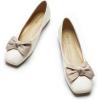 C.Paravano Women’s Flats | Square Toe Shoes for Women | White Flat Shoes | Women Soft Leather Bowknot Dressy Flat | Slip On Ballet Flats for Work Walking & Wedding Party (Size 5,White)