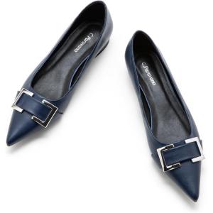 C.Paravano Flats for Women | Pointed Toe Flats | Ballet Flat | Women Dressy Shoes Comfortable(Navy-t)