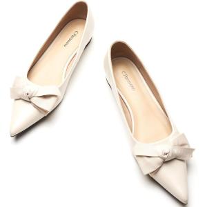 C.Paravano Flats for Women | Womens Flats | Pointed Toe Flats for Women | Ballet Flats | Women’s Flats Black(White)