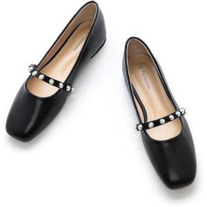 C.Paravano Mary Janes for Women | Ballet Flats | Womens Flats | Square Toe Flats for Women | Black Mary Jane(Size 8.5,Black_e)