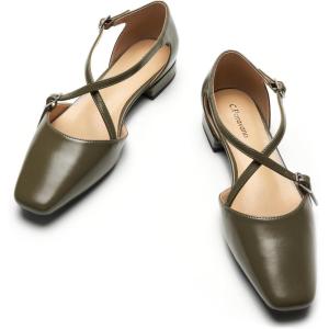 C.Paravano Sandals for Women | Women Flats Dress Shoes | Mary Jane for Women | Flats Shoes Women Dressy(Army Green)