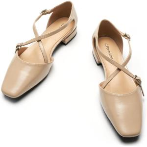 C.Paravano Sandals for Women | Women Flats Dress Shoes | Mary Jane for Women | Flats Shoes Women Dressy(Beige)