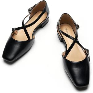 C.Paravano Sandals for Women | Women Flats Dress Shoes | Mary Jane for Women | Flats Shoes Women Dressy(Black)