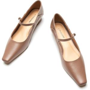 C.Paravano Women’s Pumps | Mary Jane Flats | Low Heel Dress Shoes | Convertible Heel Shoes(Light Brown)