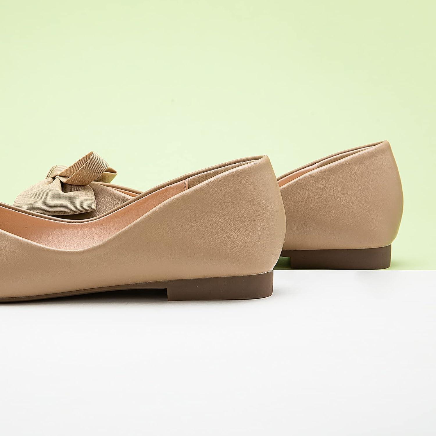 imageCParavano Flats for Women Square Toe Shoes Ballet Flats Dressy Women ShoesSize 85BeigeT