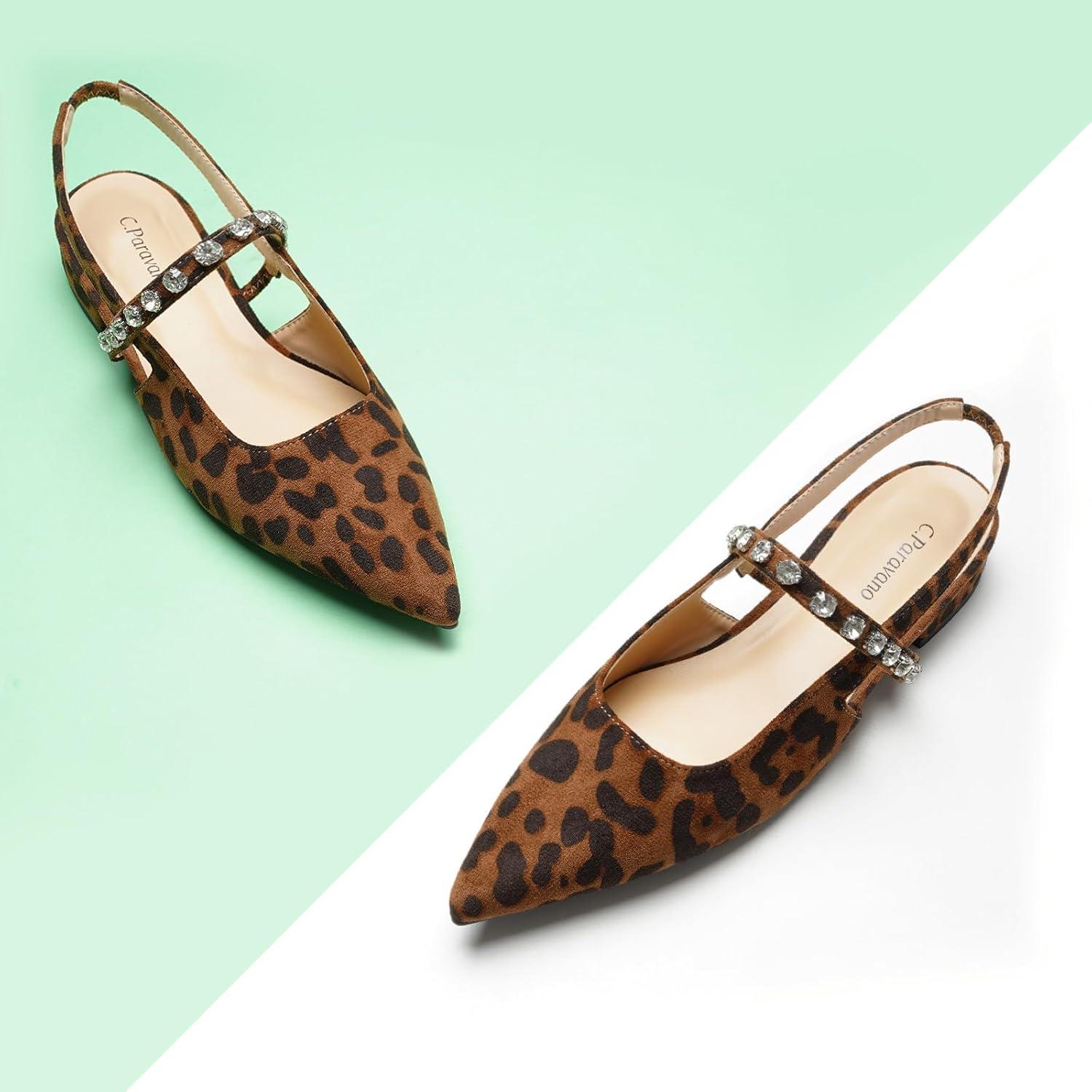 imageCParavano Slingback Flats Pointed Toe Flats for Women Slingbacks Shoes for Women Ballet FlatsA15b Leopard