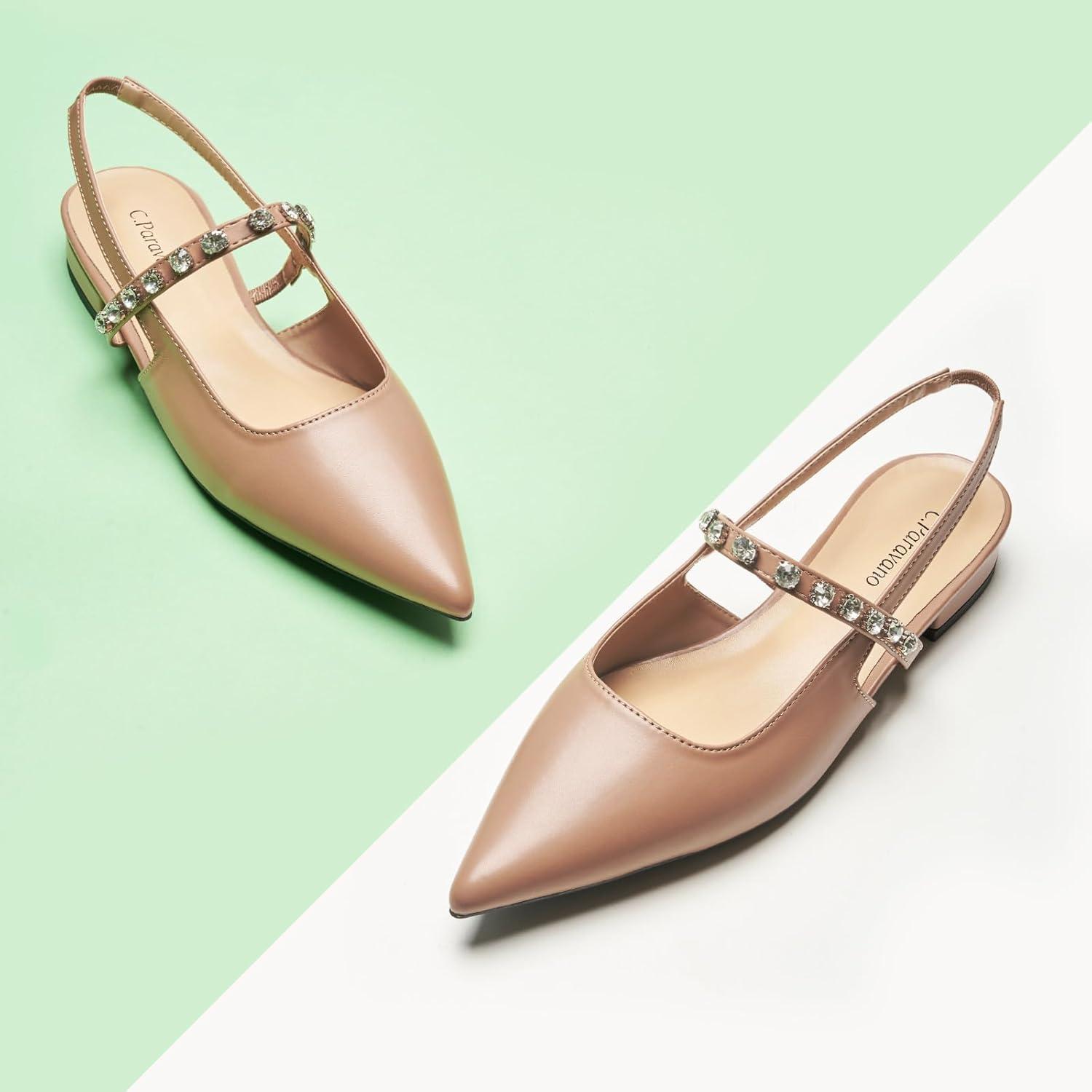 imageCParavano Slingback Flats Pointed Toe Flats for Women Slingbacks Shoes for Women Ballet FlatsA15b Light Pink
