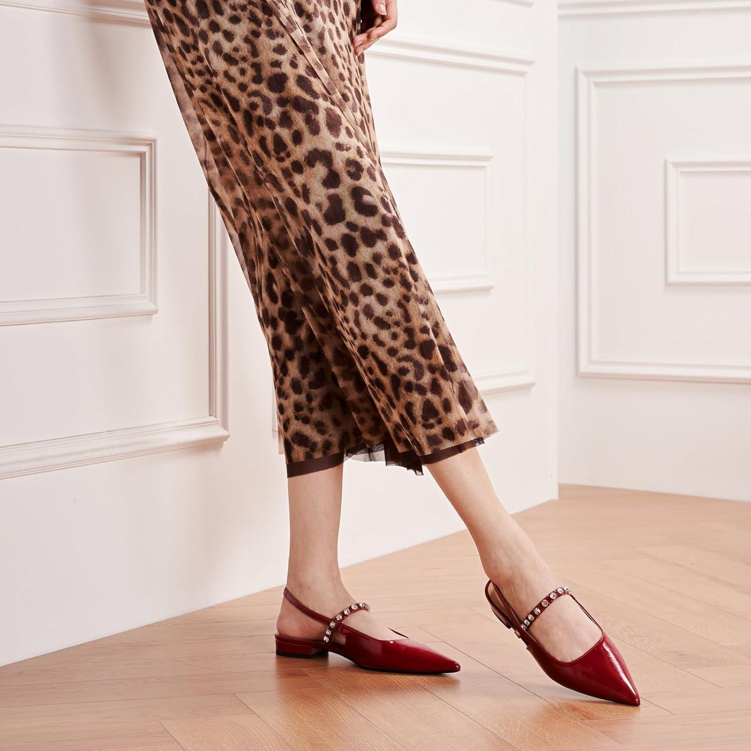 imageCParavano Slingback Flats Pointed Toe Flats for Women Slingbacks Shoes for Women Ballet FlatsA15b Red