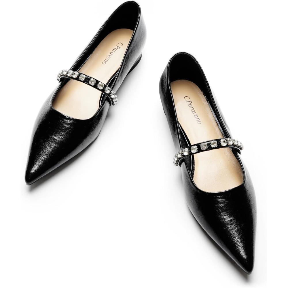 imageCParavano Slingback Flats Pointed Toe Flats for Women Slingbacks Shoes for Women Ballet FlatsA15a Black