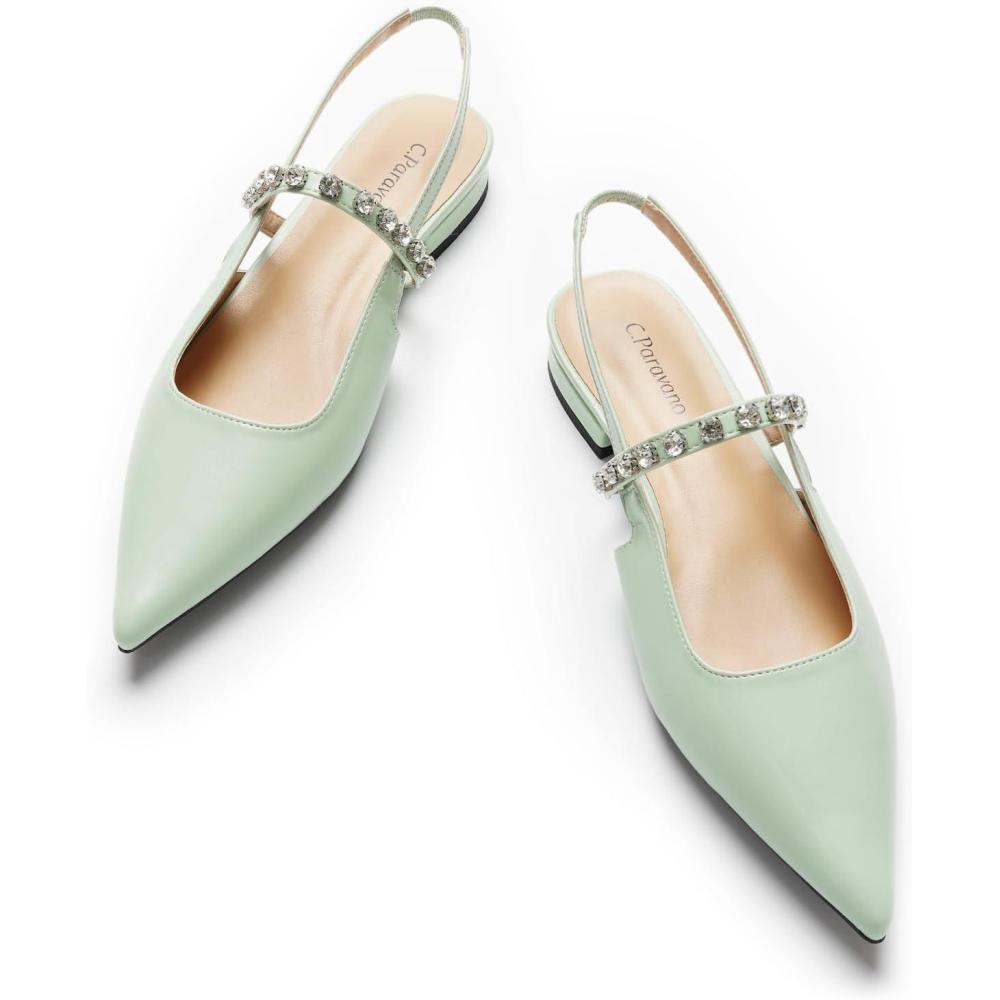 imageCParavano Slingback Flats Pointed Toe Flats for Women Slingbacks Shoes for Women Ballet FlatsA15b Light Green