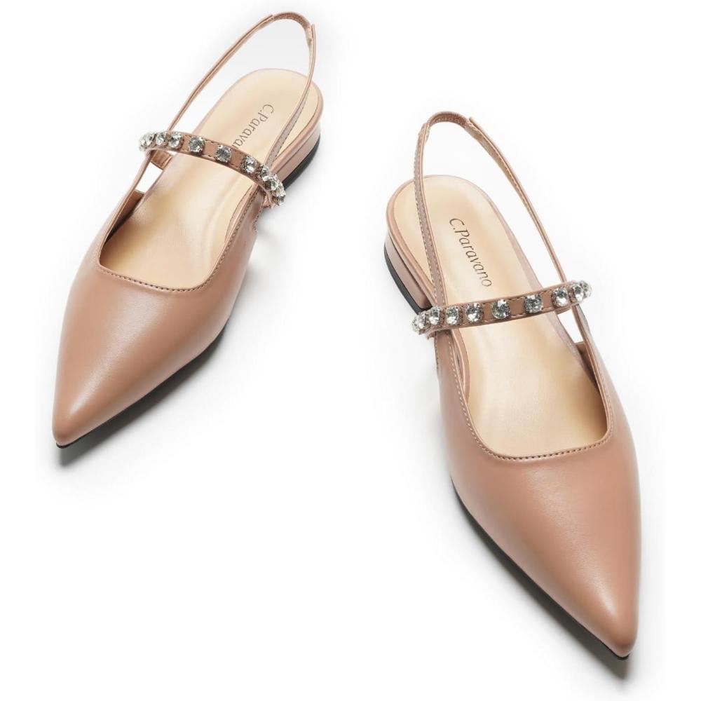 imageCParavano Slingback Flats Pointed Toe Flats for Women Slingbacks Shoes for Women Ballet FlatsA15b Light Pink