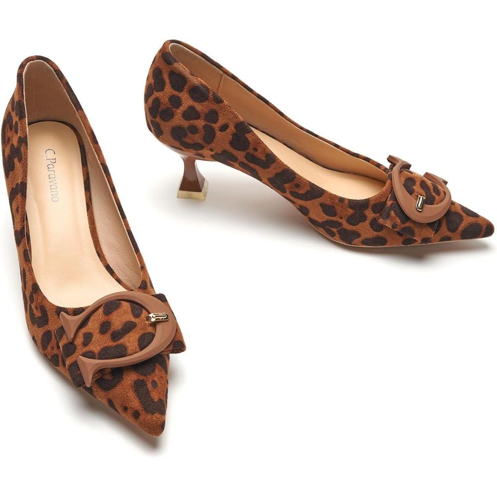 imageCParavano Womens Designer Pumps Kitten Heels for Women Low Heels Heels for Women Women Shoes DressyLeopard