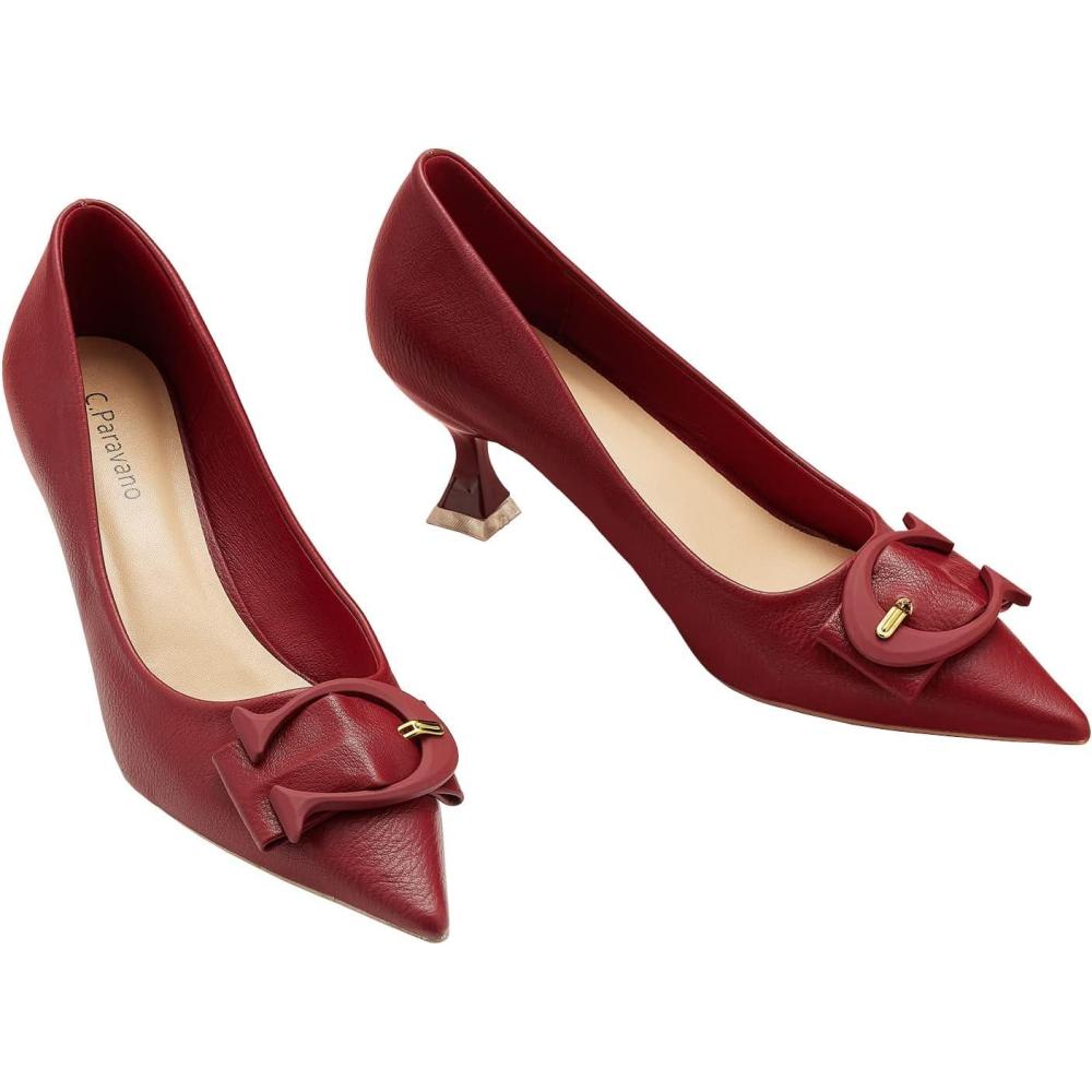 imageCParavano Womens Designer Pumps Kitten Heels for Women Low Heels Heels for Women Women Shoes DressyRed