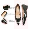 C.Paravano Flats Shoes for Women Pointed Toe Flats Dressy Flats Ballet Flats Shoes Patent Leather Shoes Comfortable Slip On Flat(Dark Green)