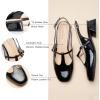 C.Paravano Slingback Heels for Women | T-Strap Mary Jane Shoes | Womens Pumps | Low Heel Dress Shoes(Black)