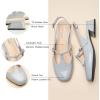 C.Paravano Slingback Heels for Women | T-Strap Mary Jane Shoes | Womens Pumps | Low Heel Dress Shoes(Grayish Blue)