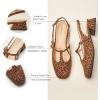 C.Paravano Slingback Heels for Women | T-Strap Mary Jane Shoes | Womens Pumps | Low Heel Dress Shoes(Leopard)