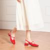 C.Paravano Slingback Heels for Women | T-Strap Mary Jane Shoes | Womens Pumps | Low Heel Dress Shoes(Red)