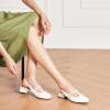 C.Paravano Slingback Heels for Women | T-Strap Mary Jane Shoes | Womens Pumps | Low Heel Dress Shoes(White)