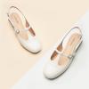 C.Paravano Slingback Heels for Women | T-Strap Mary Jane Shoes | Womens Pumps | Low Heel Dress Shoes(White)
