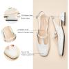 C.Paravano Slingback Heels for Women | T-Strap Mary Jane Shoes | Womens Pumps | Low Heel Dress Shoes(White)