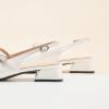 C.Paravano Slingback Heels for Women | T-Strap Mary Jane Shoes | Womens Pumps | Low Heel Dress Shoes(White)
