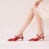 C.Paravano Slingback Kitten Heels for Women | Slingback Pumps | Pointed Toe Slingback Heels | Sandals(Size 6,Red Heels)