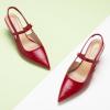 C.Paravano Slingback Kitten Heels for Women | Slingback Pumps | Pointed Toe Slingback Heels | Sandals(Size 6,Red Heels)