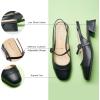 C.Paravano Slingback Sandals Round Toe | Slingback for Women | Dress Shoes | Women’s Mary Jane | Low Block Heel(Black)