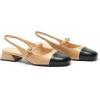 C.Paravano Slingback Sandals Round Toe | Slingback for Women | Dress Shoes | Women’s Mary Jane | Low Block Heel(Dark Beige)