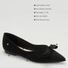 C.Paravano Women’s Suede Bow Knot Ballet Flats Pointed Toe Slip-On Comfort Shoes for Casual & Formal Wear(Black Bow-knot)