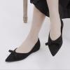 C.Paravano Women’s Suede Bow Knot Ballet Flats Pointed Toe Slip-On Comfort Shoes for Casual & Formal Wear(Black Bow-knot)
