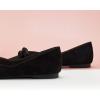 C.Paravano Women’s Suede Bow Knot Ballet Flats Pointed Toe Slip-On Comfort Shoes for Casual & Formal Wear(Black Bow-knot)