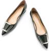 C.Paravano Flats Shoes for Women Pointed Toe Flats Dressy Flats Ballet Flats Shoes Patent Leather Shoes Comfortable Slip On Flat(Dark Green)