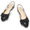 C.Paravano Slingback Flats | Sandals Women Dressy | Women’s Slingback Dress Shoes | Mary Jane Shoes | Detachable Ankle Strap(Black)