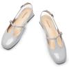 C.Paravano Slingback Heels for Women | T-Strap Mary Jane Shoes | Womens Pumps | Low Heel Dress Shoes(Grayish Blue)